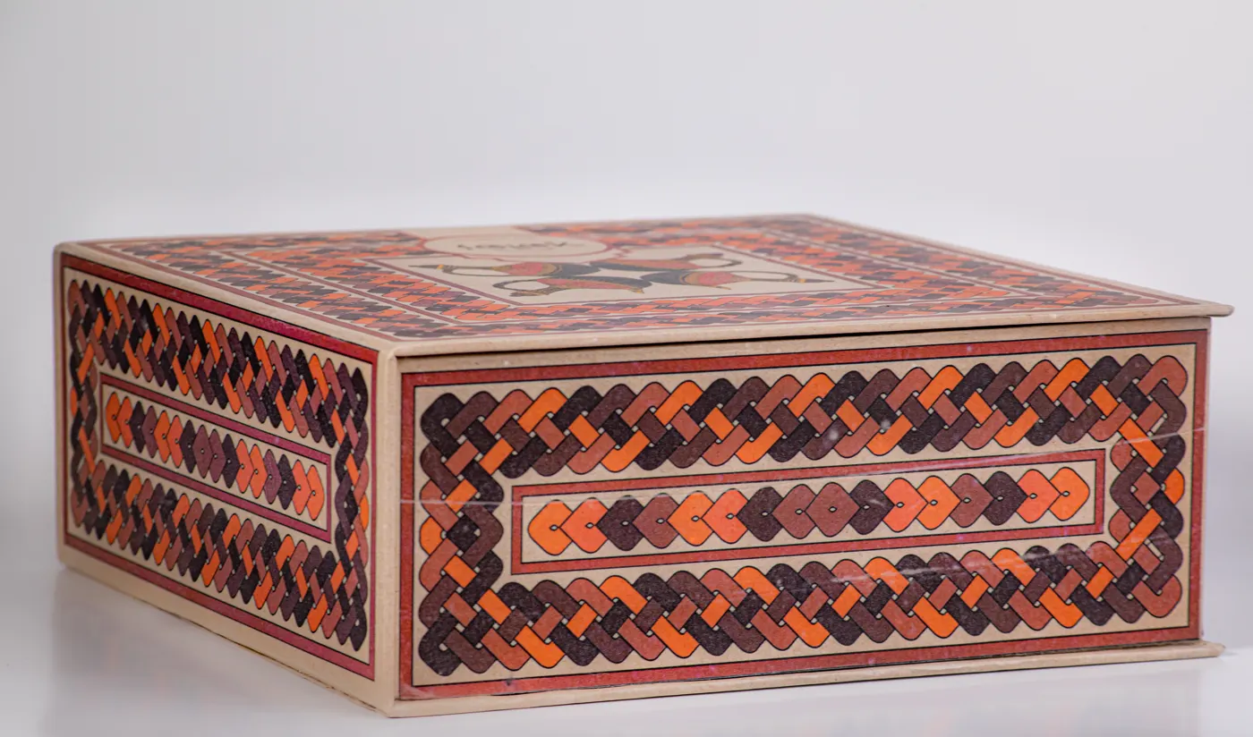 Gift box printed with a traditional Ethiopian pattern