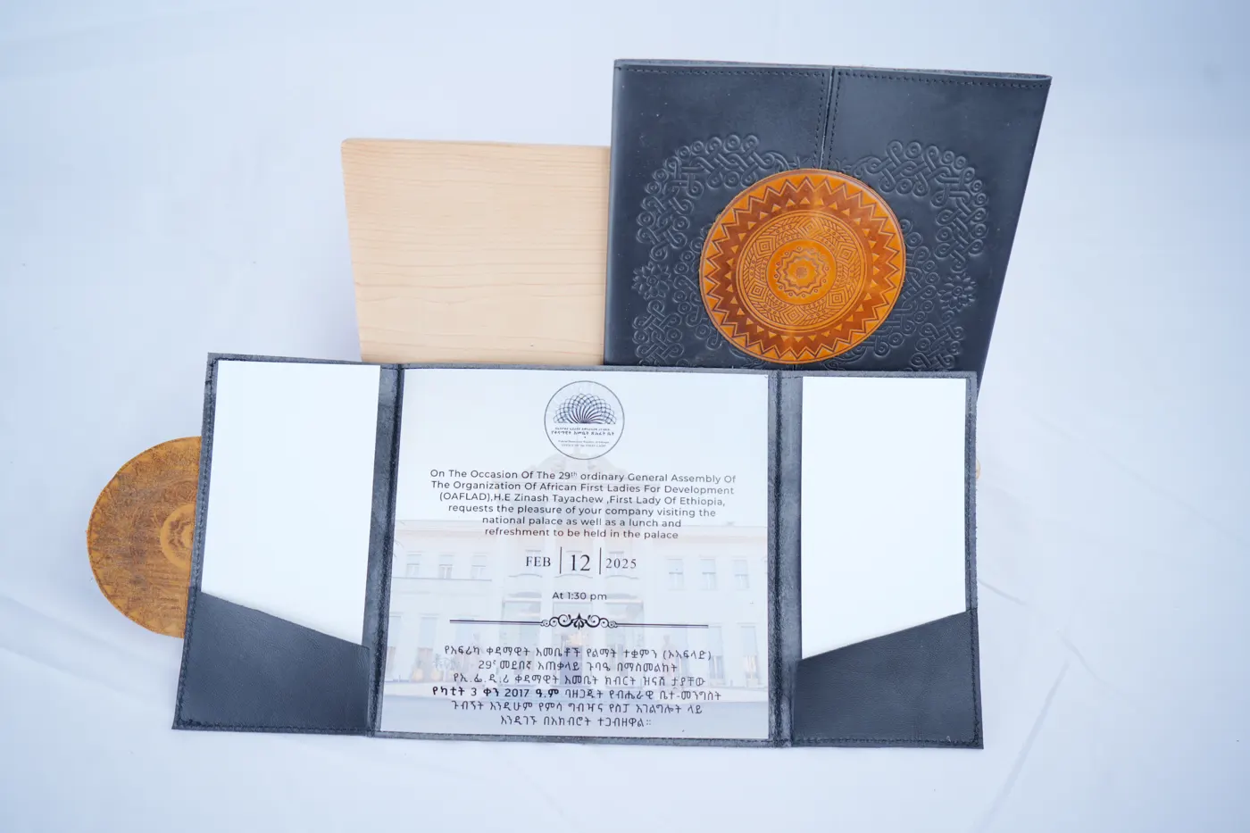 Leather certificate folder made for a client